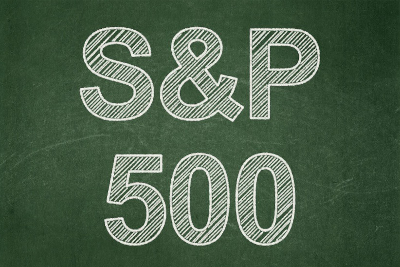 Chalk-style illustration of the term “S&P 500” on a green chalkboard background, representing the stock market index discussed in the blog about the risks of investing solely in the S&P 500.